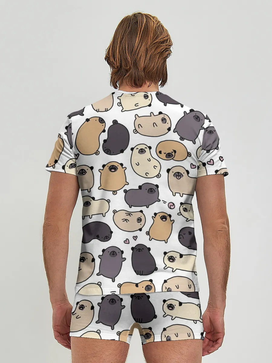 Мужские трусы с футболкой / Милые мопсы