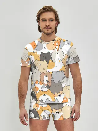 Мужские трусы с футболкой / Кошачья стая