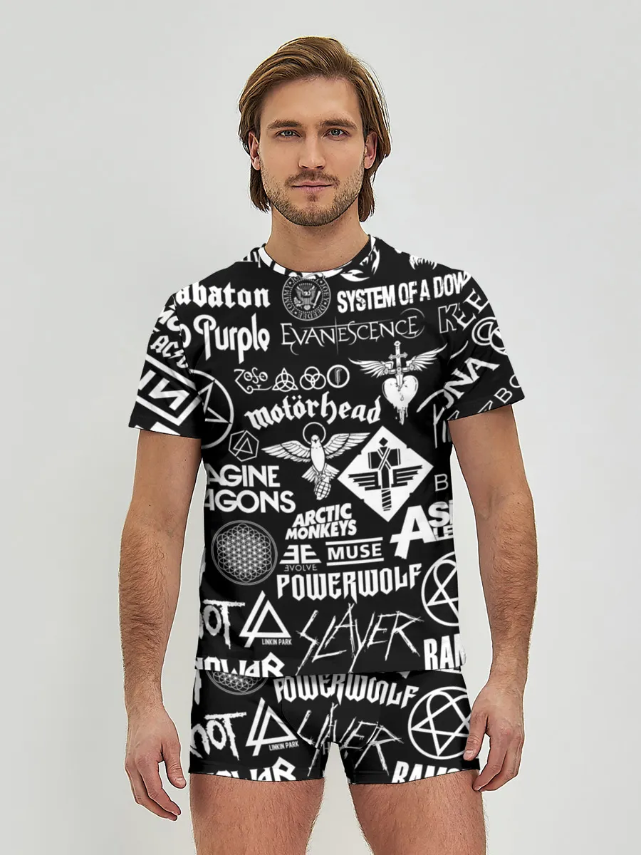 Мужские трусы с футболкой / ЛОГОТИПЫ РОК ГРУПП