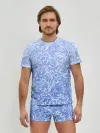 Мужские трусы с футболкой / Волны на голубом фоне