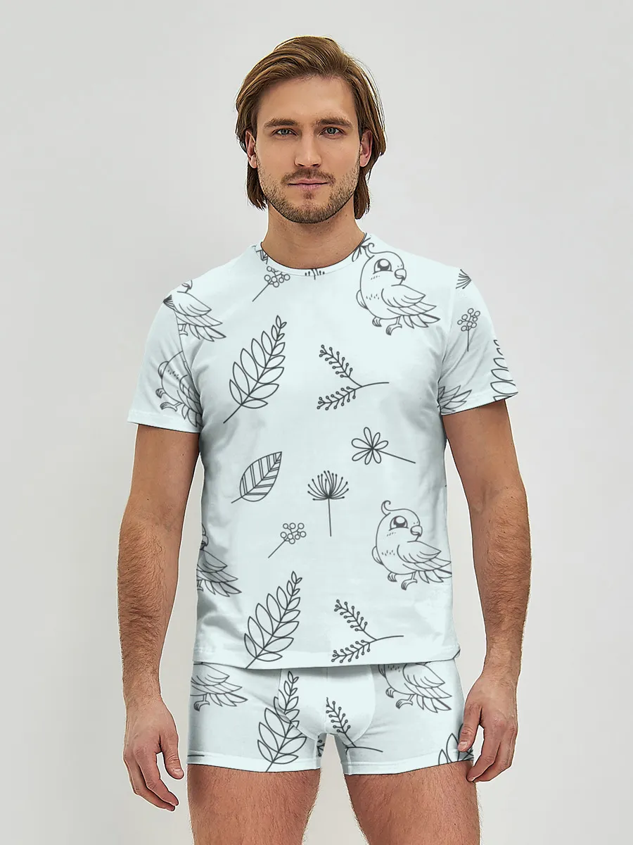 Мужские трусы с футболкой / Милые птички