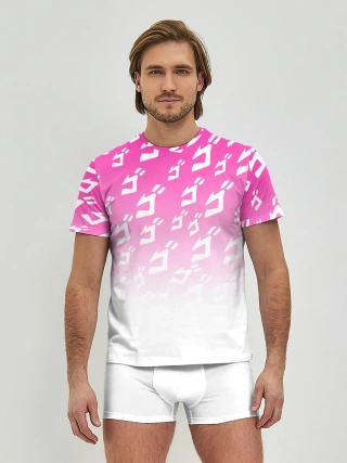 Мужские трусы с футболкой / Паттерн розовый джоджо