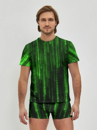 Мужские трусы с футболкой / Матрица код цифры программист