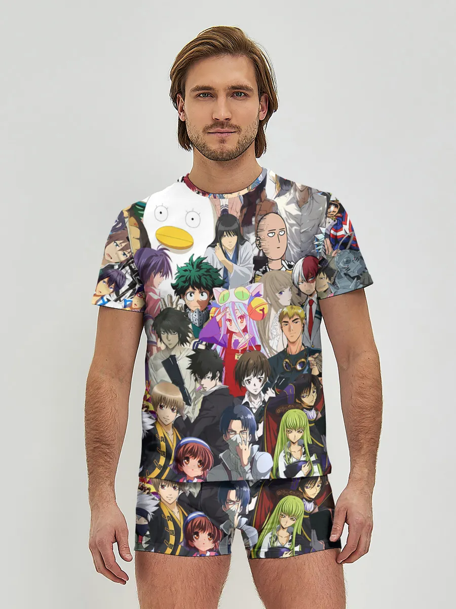 Мужские трусы с футболкой / Кавалькада персонажей из аниме
