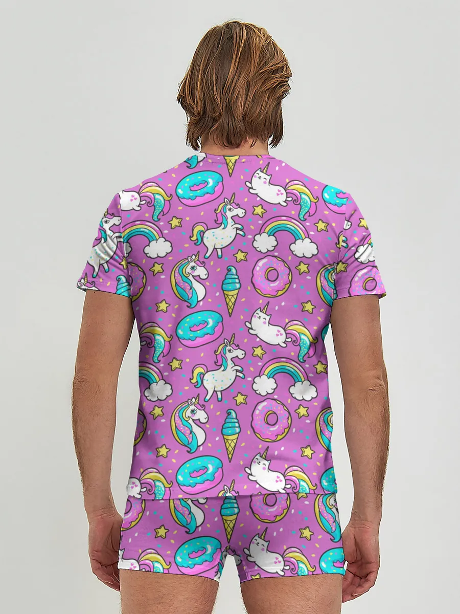 Мужские трусы с футболкой / Pink unicorn