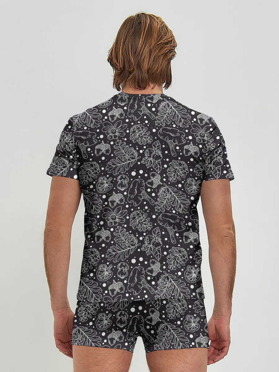 Мужские трусы с футболкой / Паттерн «Ночной лес»