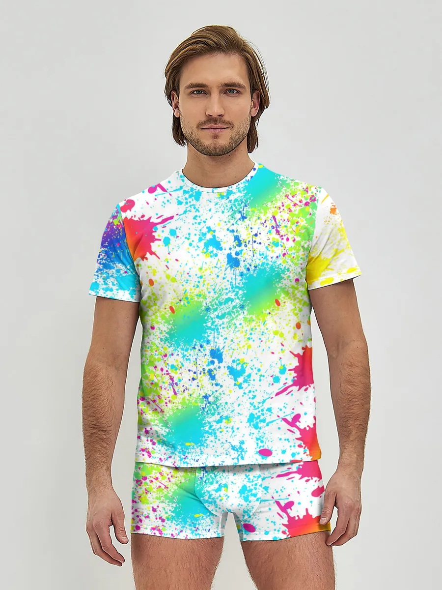 Мужские трусы с футболкой / БРЫЗГИ НЕОНА