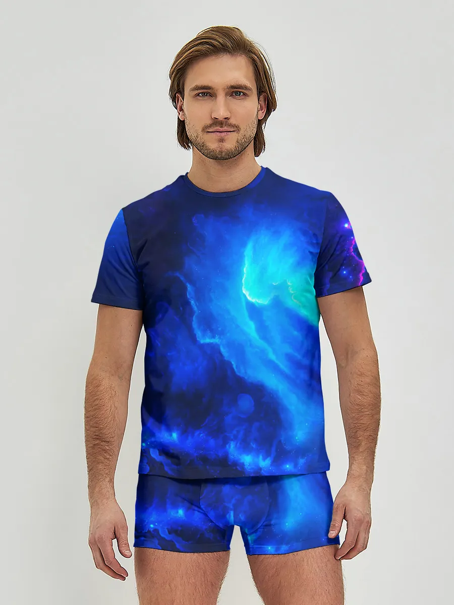 Мужские трусы с футболкой / СИНИЙ КОСМОС
