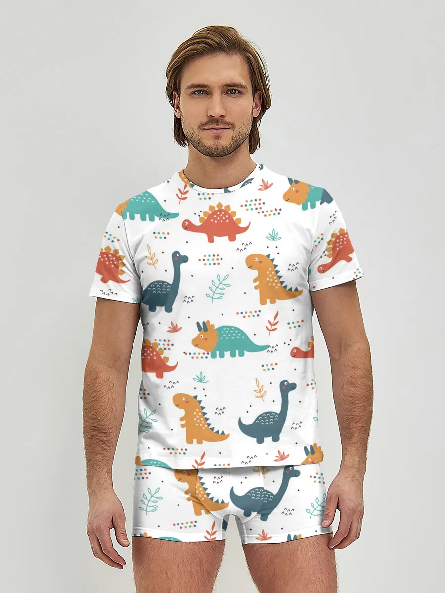 Мужские трусы с футболкой / Милые динозавры