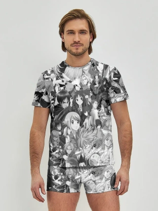 Мужские трусы с футболкой / МНОГО ЧЕРНО-БЕЛЫХ АНИМЕ ДЕВОЧЕК