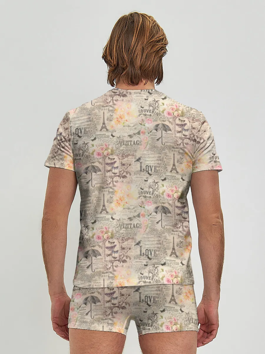 Мужские трусы с футболкой / Paris vintage theme