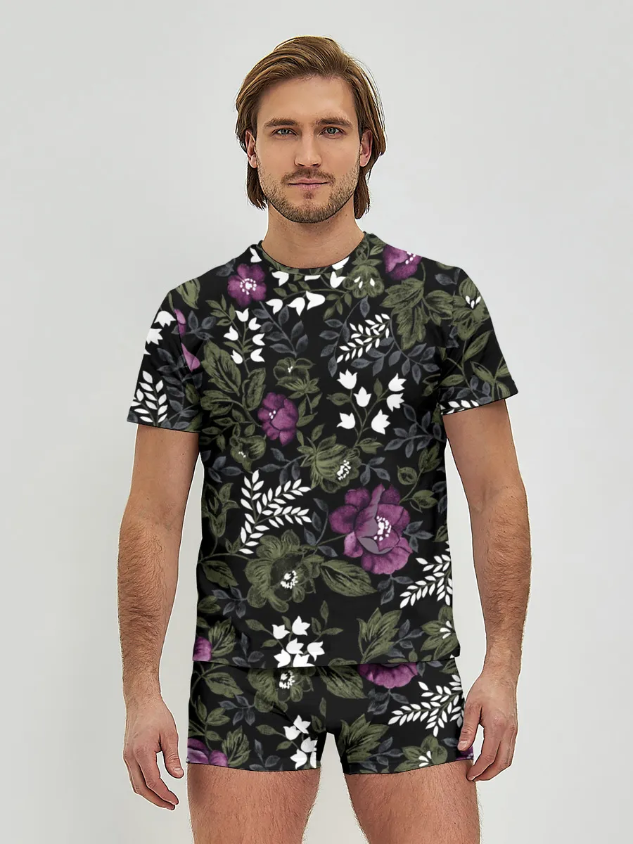 Мужские трусы с футболкой / Цветы