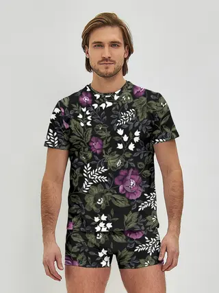 Мужские трусы с футболкой / Цветы