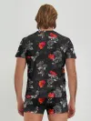 Мужские трусы с футболкой / Красные цветы