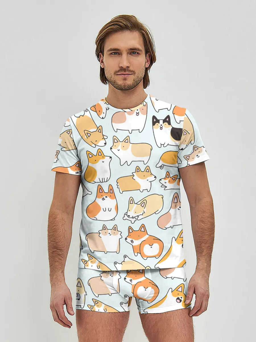 Мужские трусы с футболкой / Стая корги