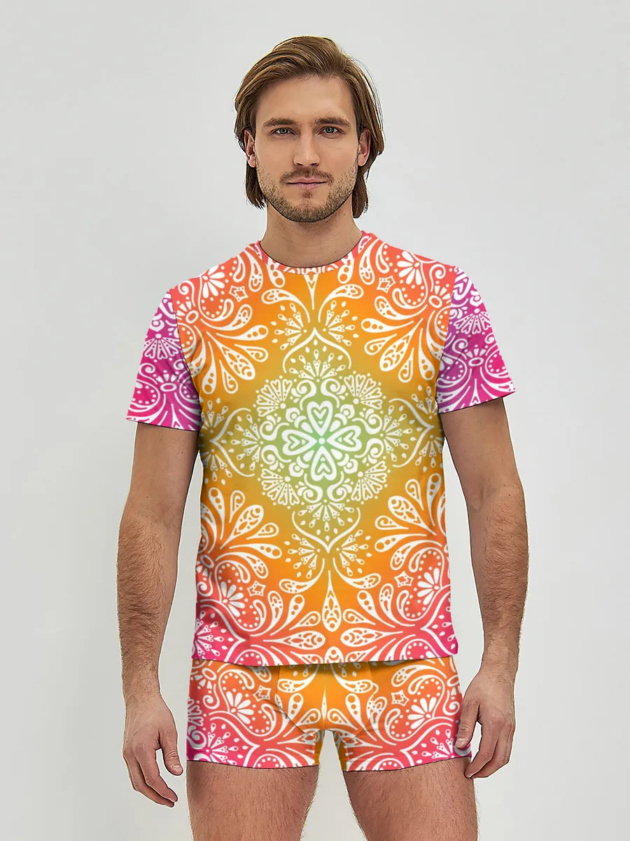 Мужские трусы с футболкой / Цветочный узор