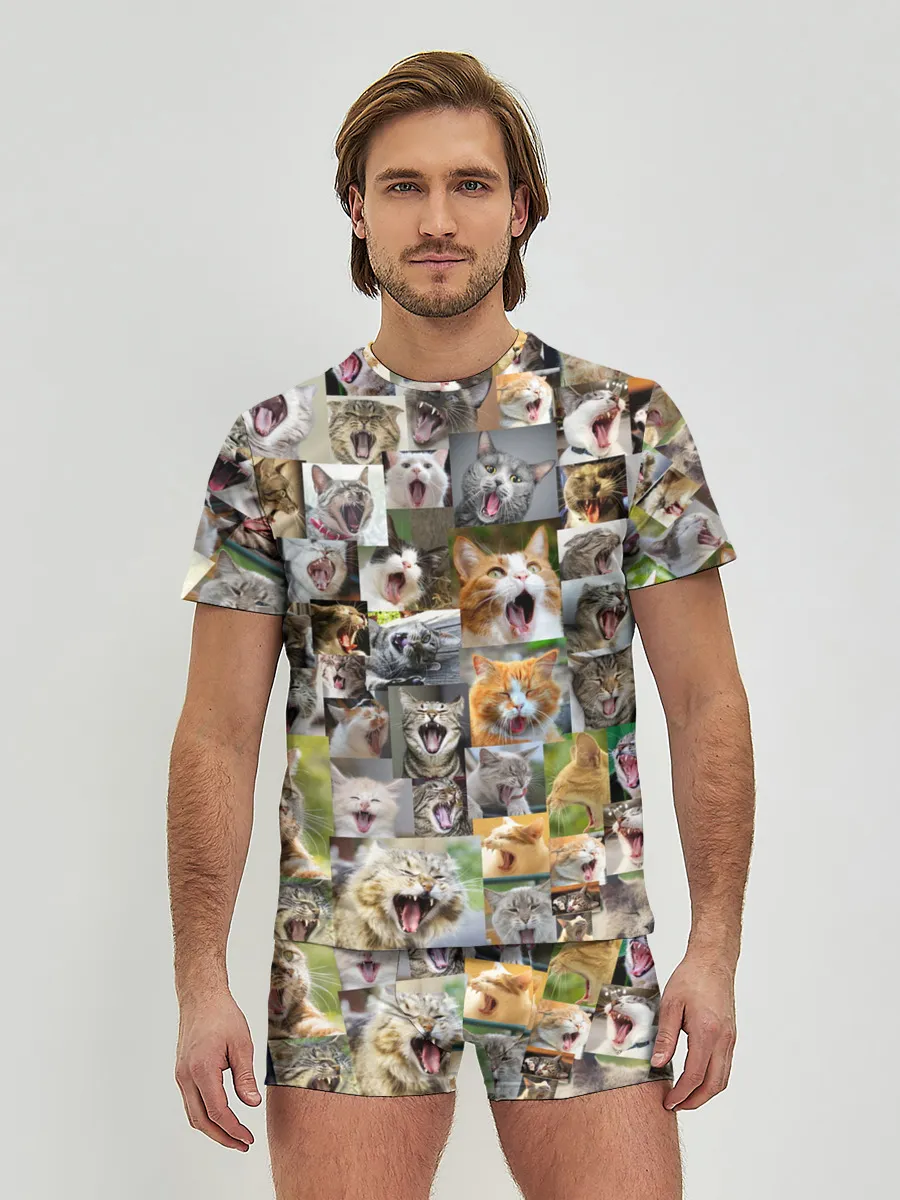 Мужские трусы с футболкой / Неко ахегао цвет