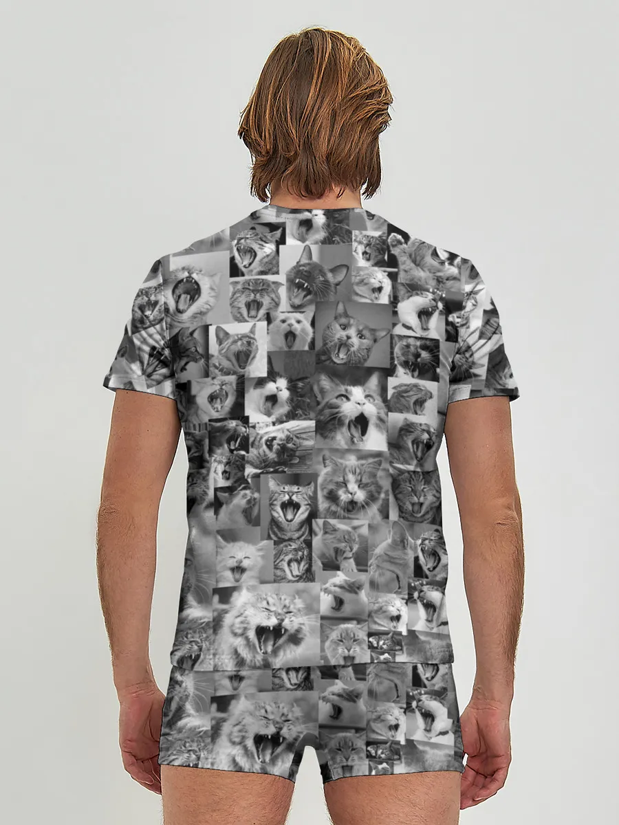 Мужские трусы с футболкой / Неко ахегао чб