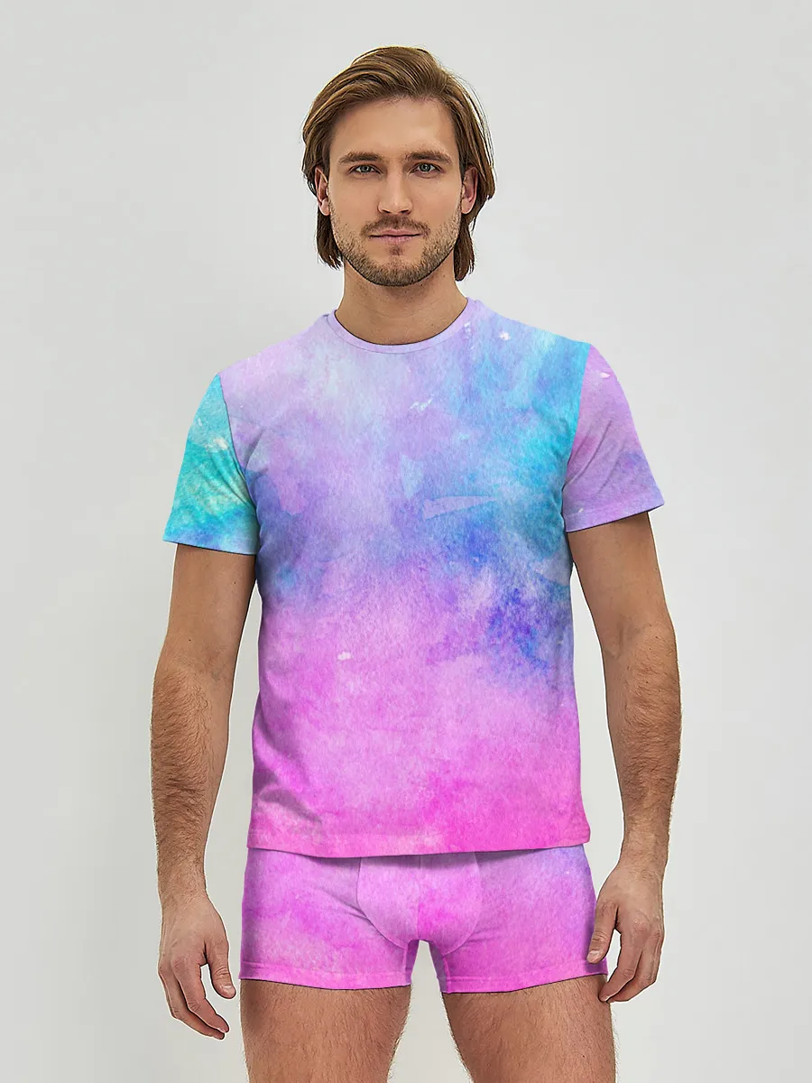 Мужские трусы с футболкой / Акварельные пятна