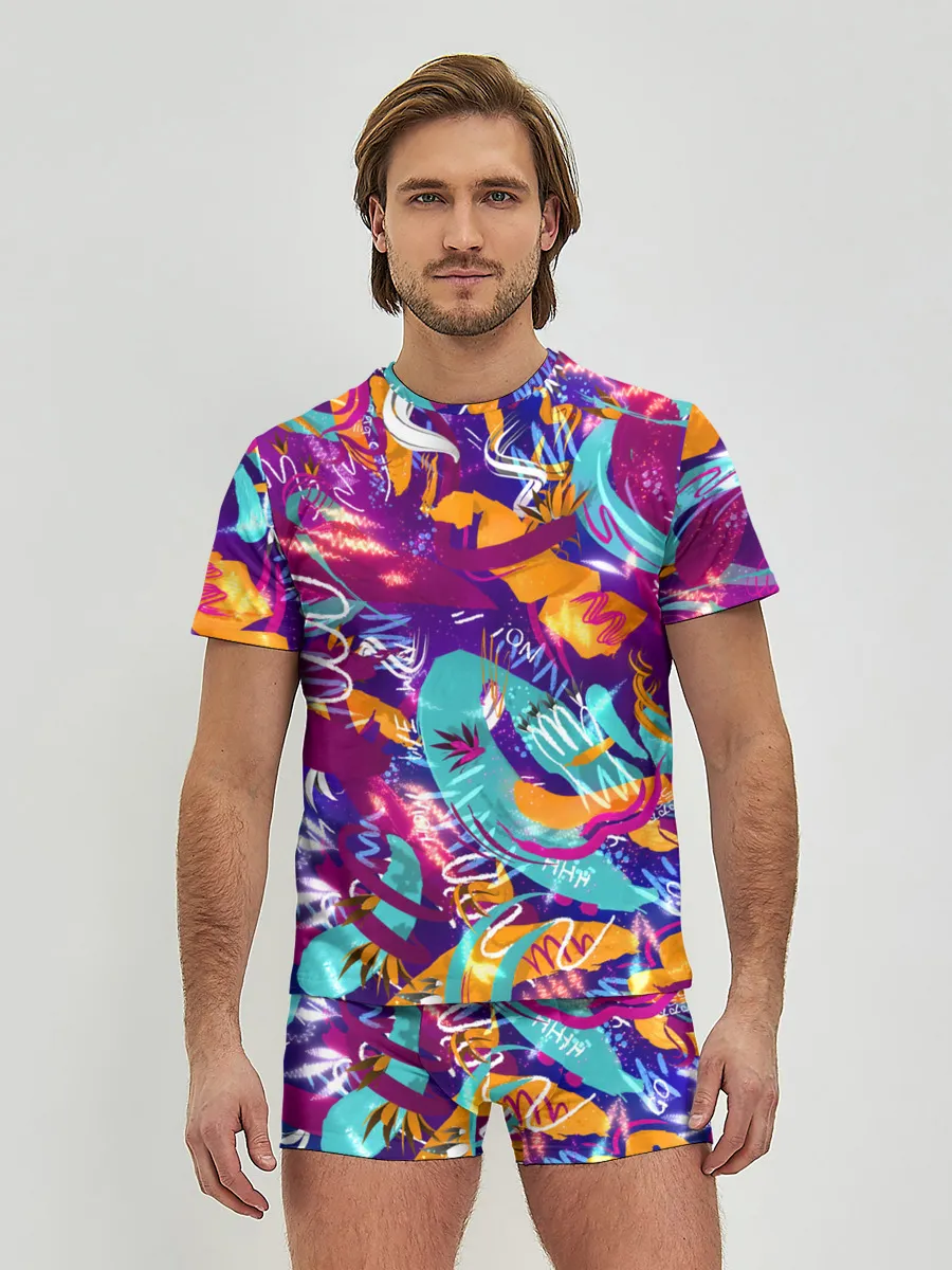 Мужские трусы с футболкой / Яркие краски