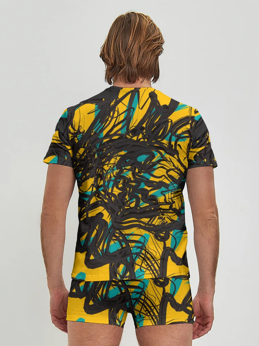 Мужские трусы с футболкой / Черные линии