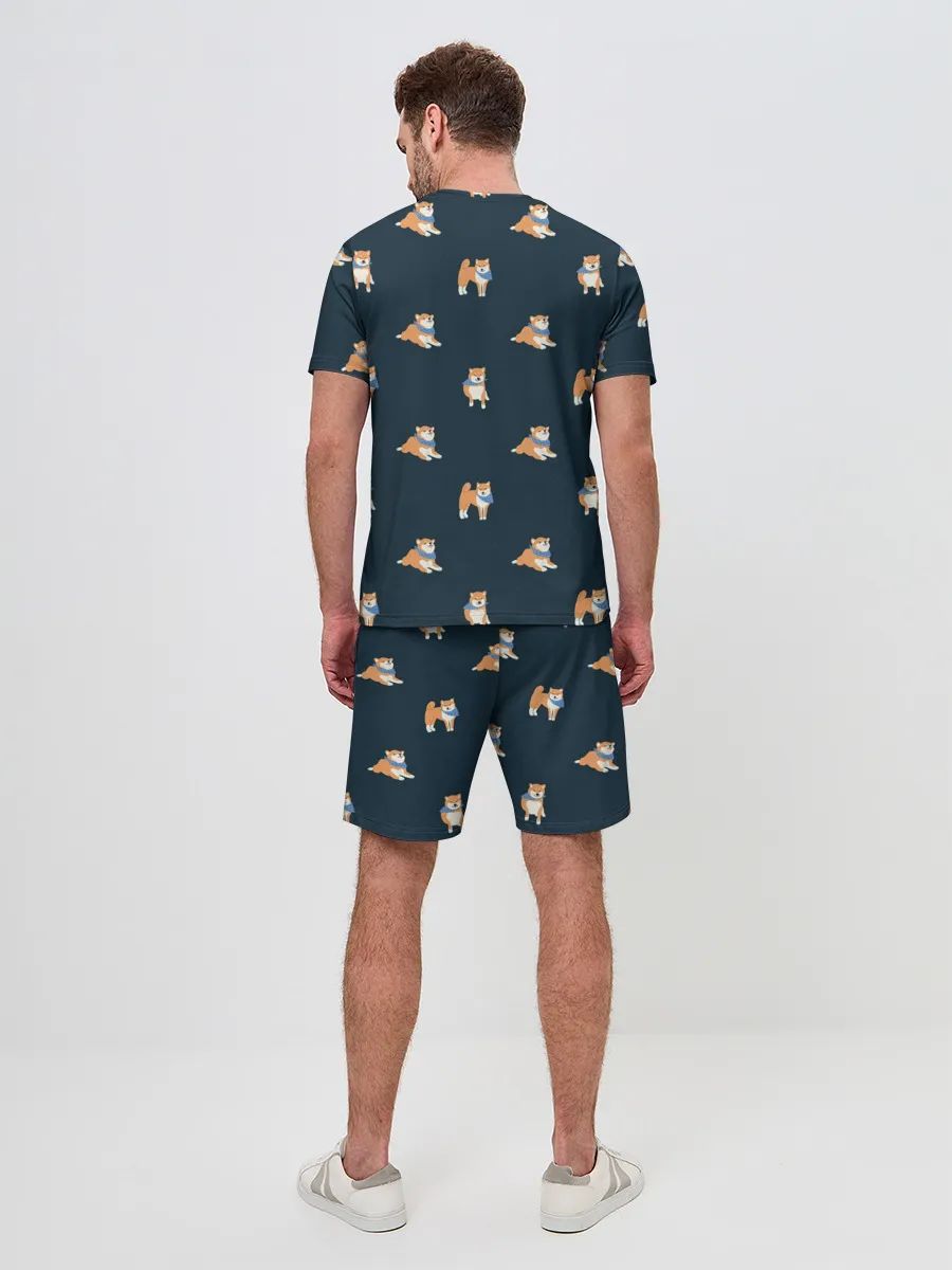 Мужской костюм с шортами / Шиба ину паттерн