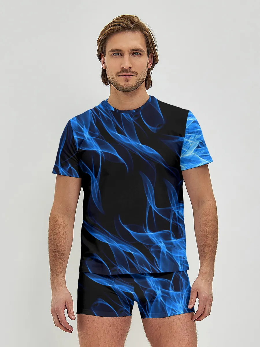 Мужские трусы с футболкой / BLUE FIRE FLAME