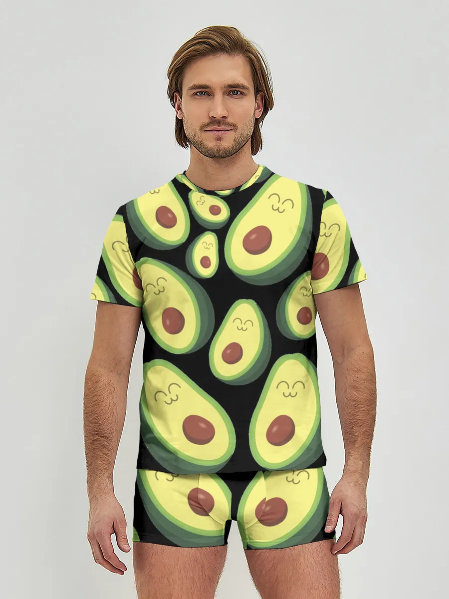 Мужские трусы с футболкой / Авокадо паттерн
