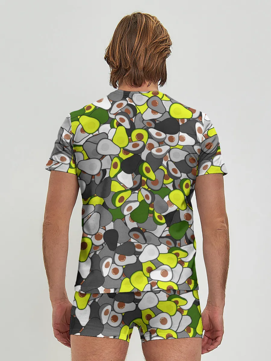 Мужские трусы с футболкой / Камуфляж с авокадо