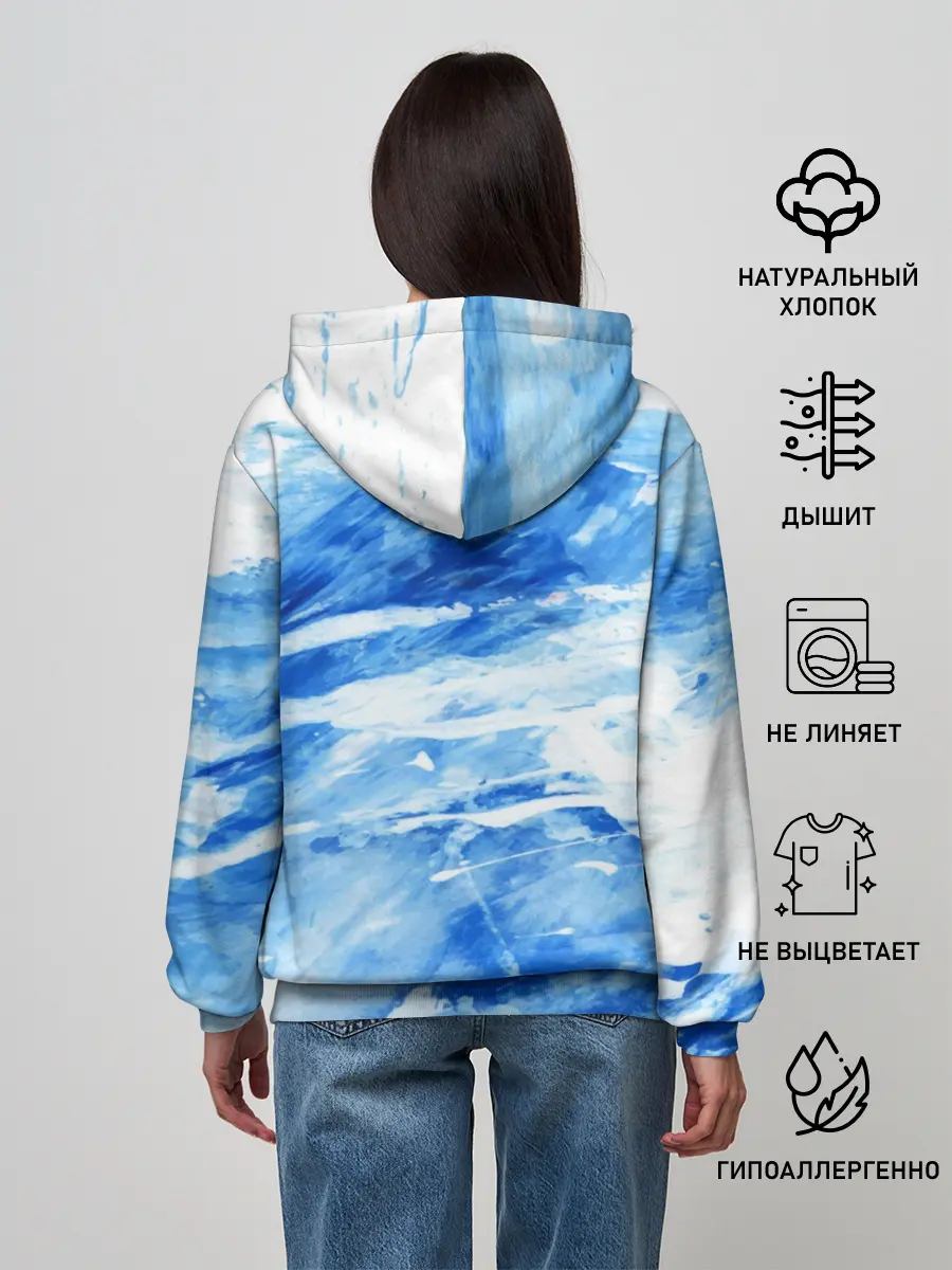 Женское худи / Вода акварель