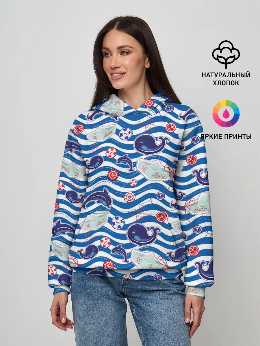Женское худи / Киты и дельфины