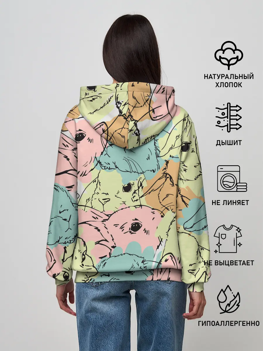 Женское худи / Акварельные Зайки