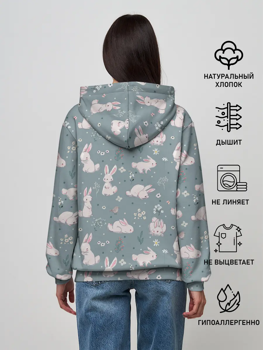 Женское худи / Зайцы на лужайке