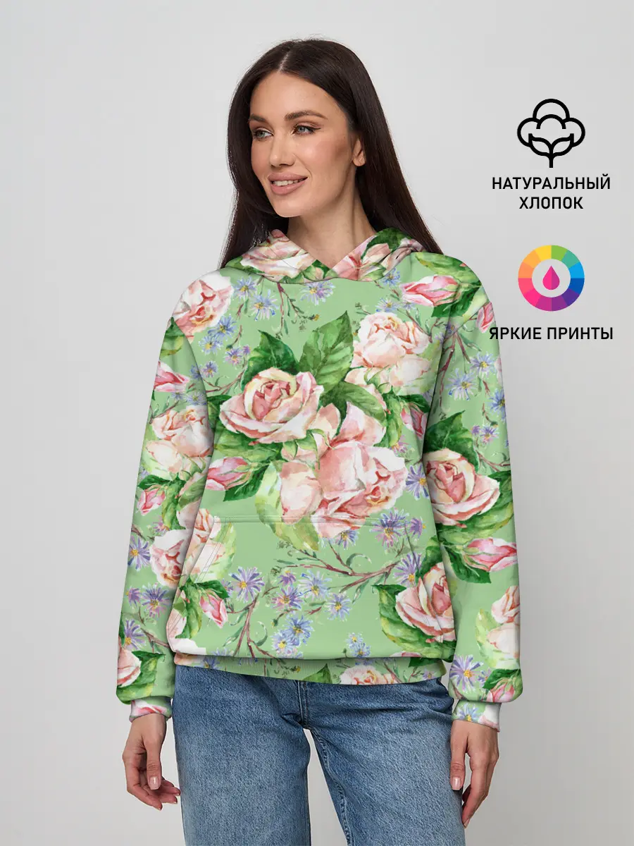 Женское худи / Розы и васильки