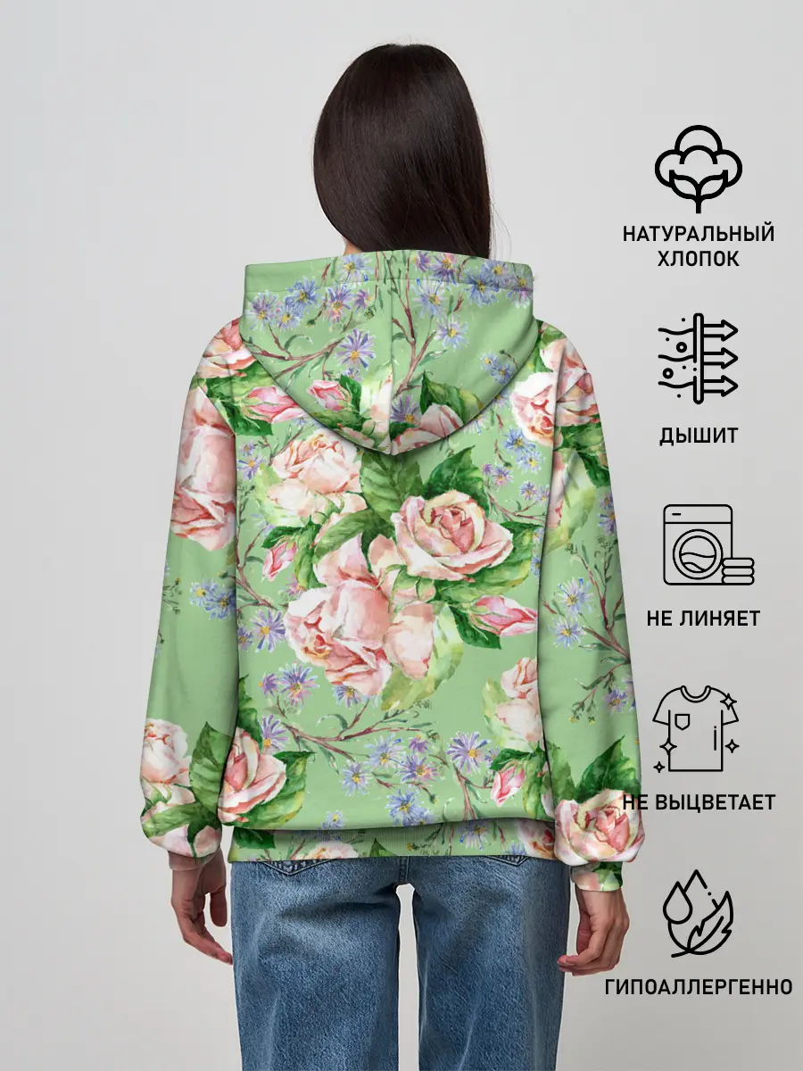 Женское худи / Розы и васильки