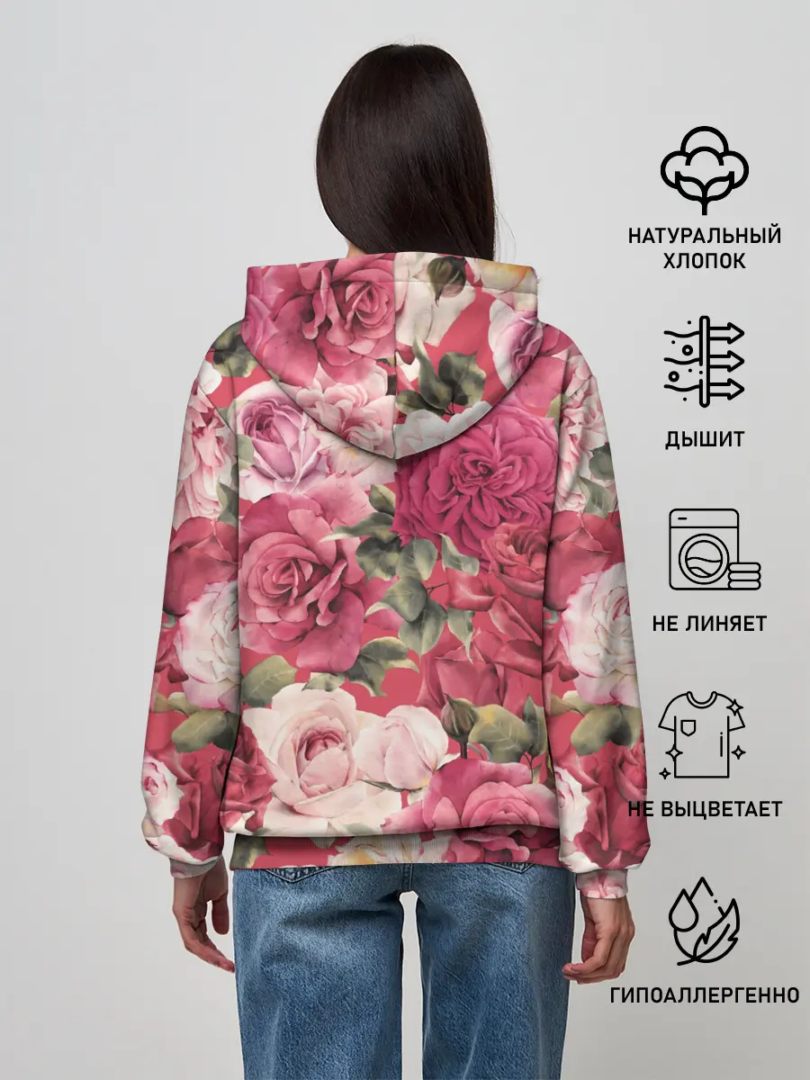 Женское худи / Акварель, розы