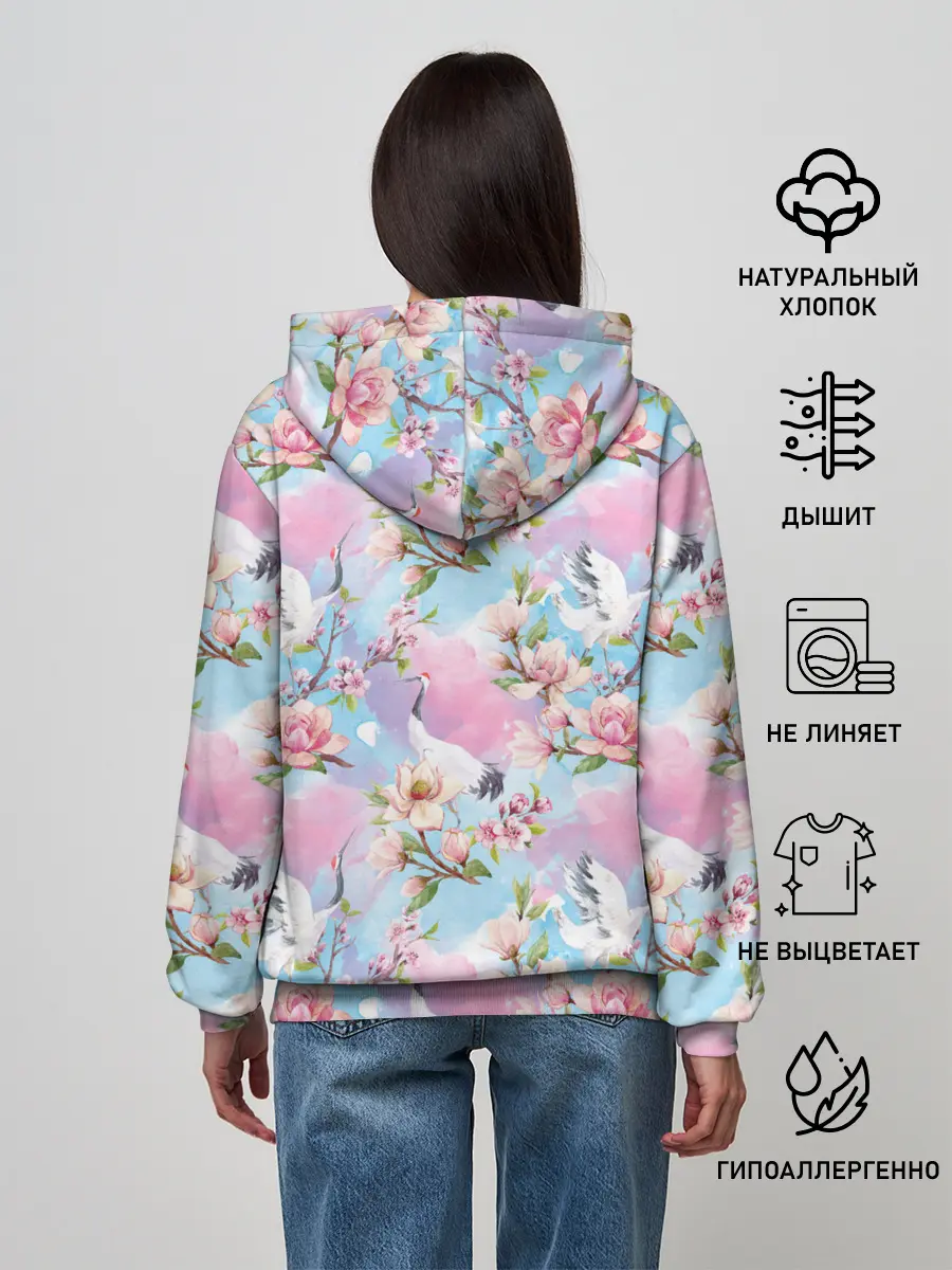 Женское худи / Узор с журавлями