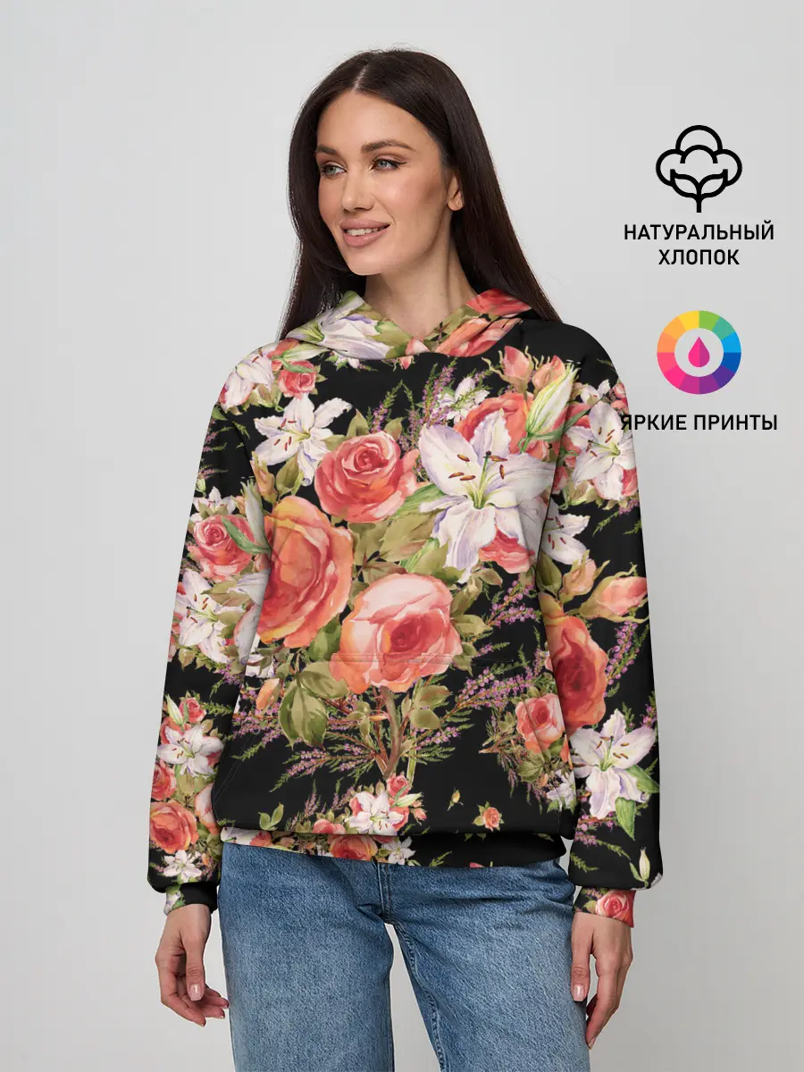 Женское худи / Лилии и розы