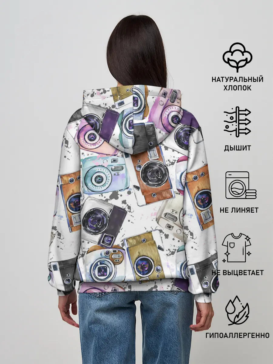 Женское худи / Старинные фотоаппараты