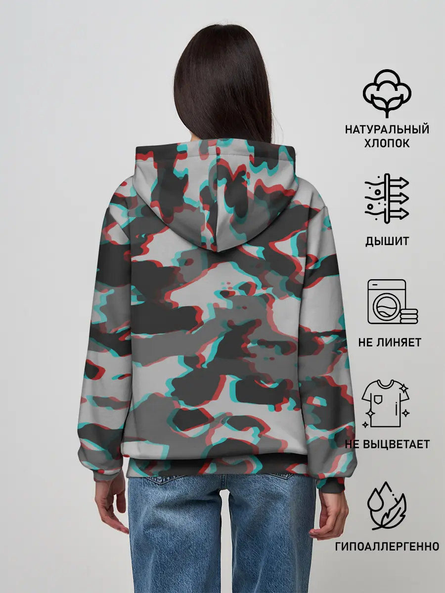 Женское худи / Серый камуфляж