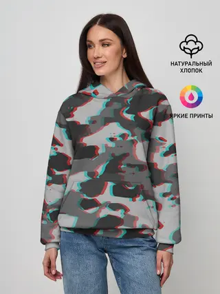 Женское худи / Серый камуфляж