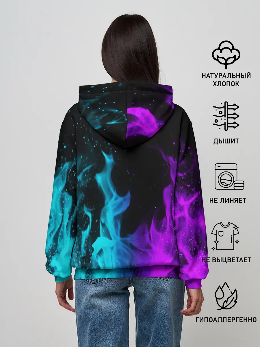 Женское худи / ПЛАМЯ | НЕОНОВЫЙ ОГОНЬ