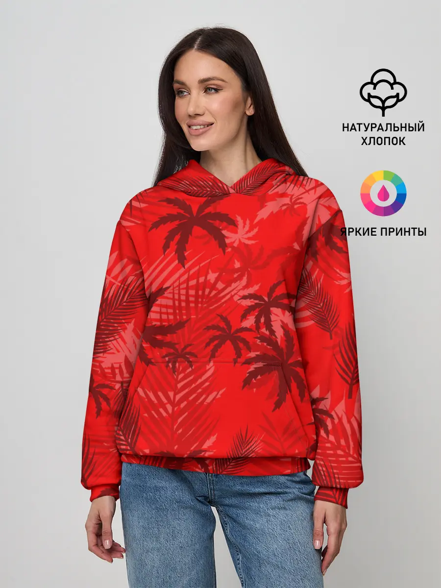 Женское худи / ПАЛЬМЫ / ТРОПИКИ / ЛЕТО