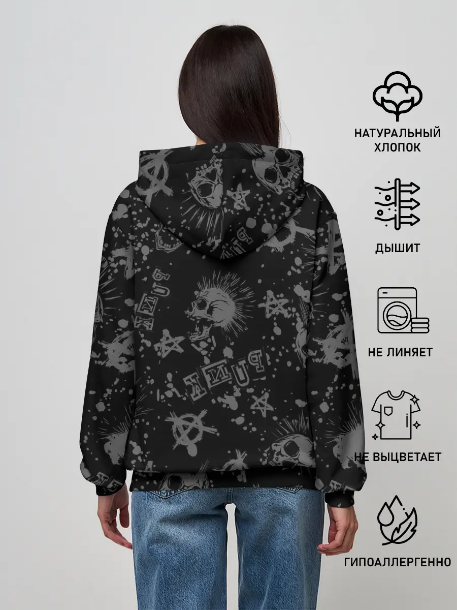 Женское худи / Кот в косухе