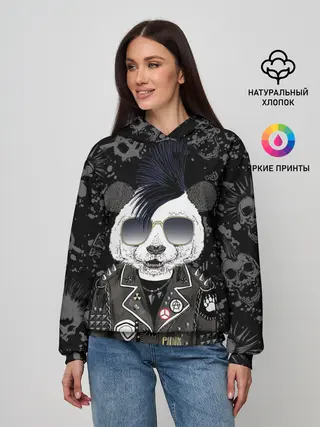Женское худи / Панда в косухе