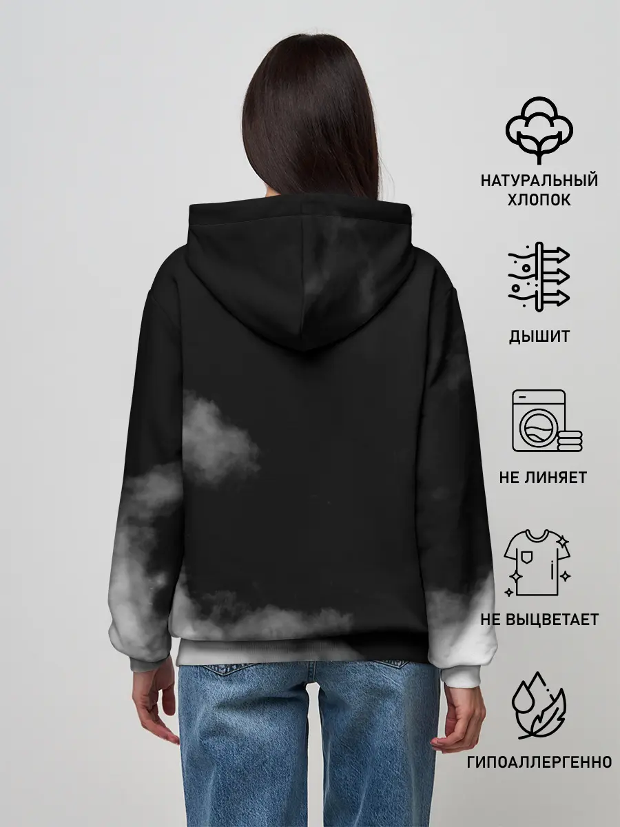 Женское худи / Логотип Черного Клевера в дымке