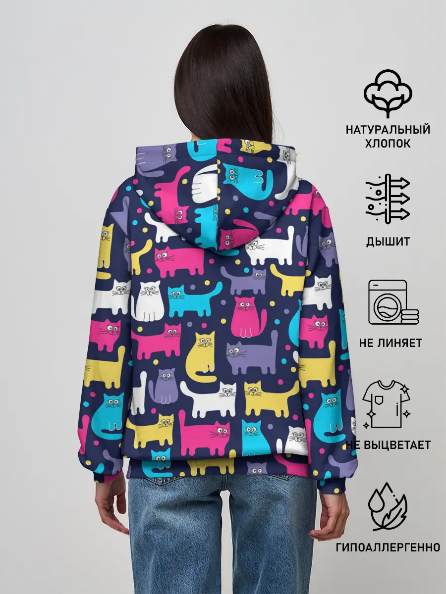 Женское худи / Разноцветные котики