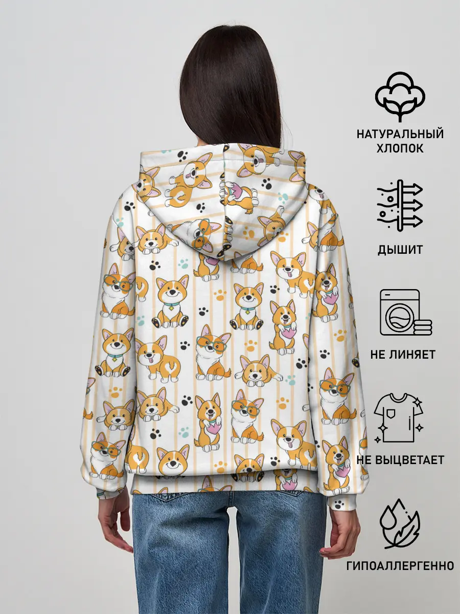 Женское худи / Вельш корги пемброк