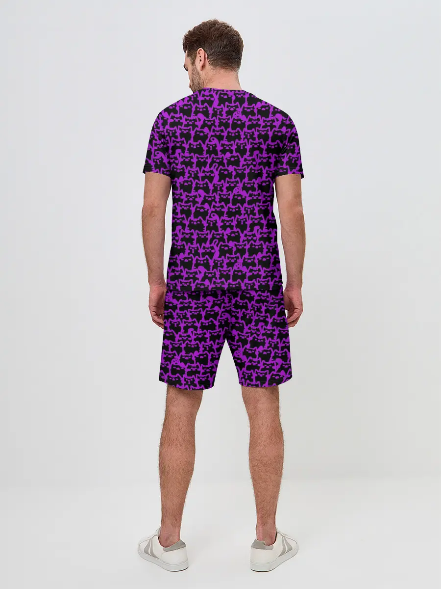 Мужской костюм с шортами / Неоновые коты