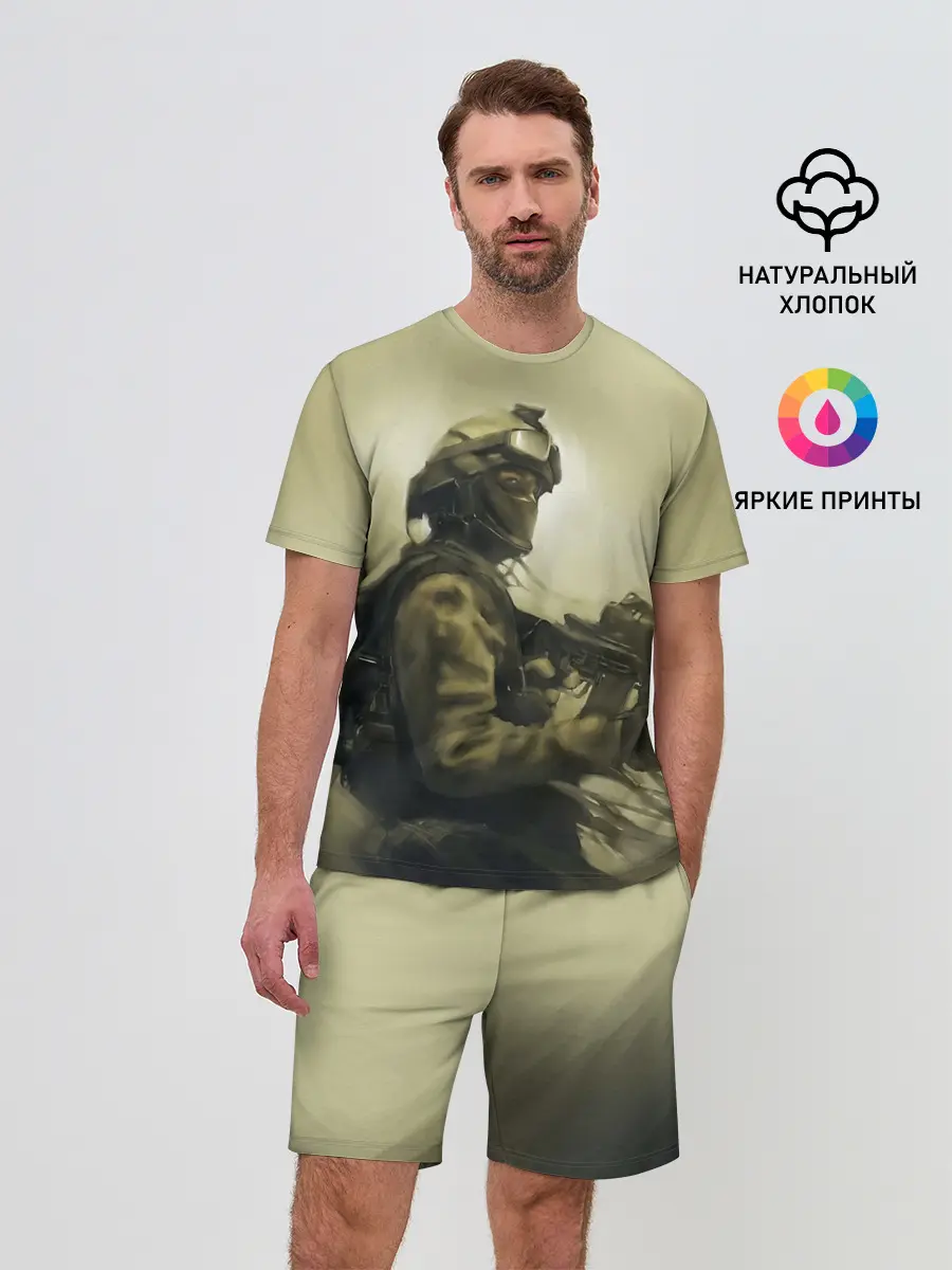 Мужской костюм с шортами / Военный